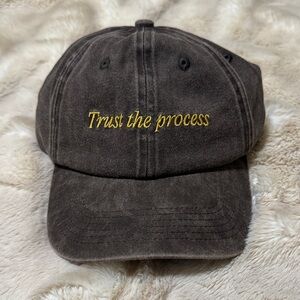 Brown Cap with Yellow Embroidery